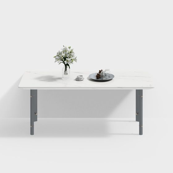Stylish Low-Poly Marble Dining Table 3D model