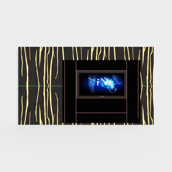 Futuristic TV Wall 3D model