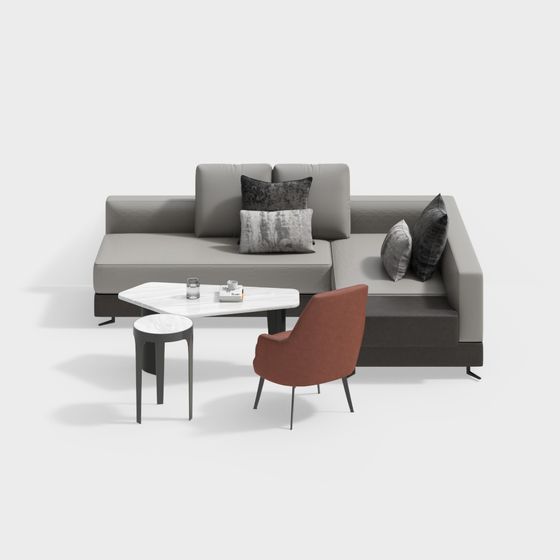 Modern Minimalist Sofa Set 3D model