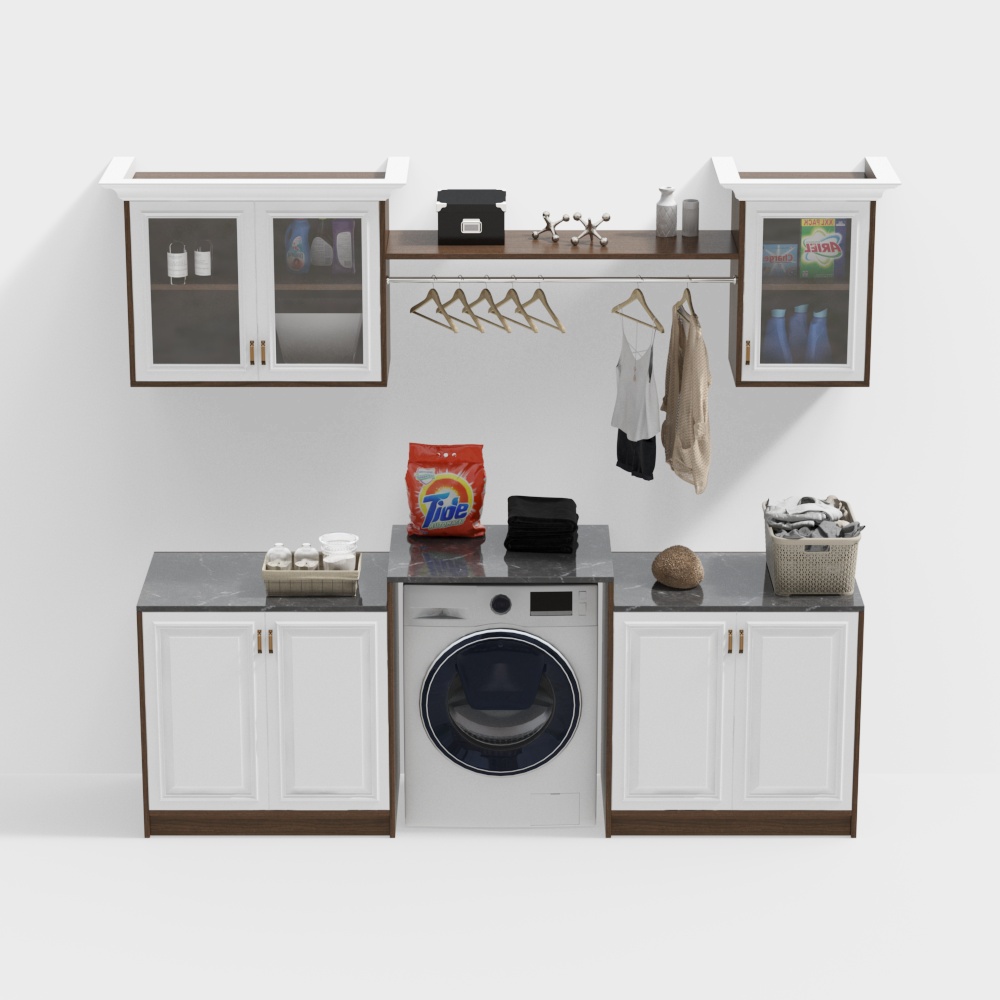 ตู้เครื่องซักผ้าแบบทันสมัยในระเบียง