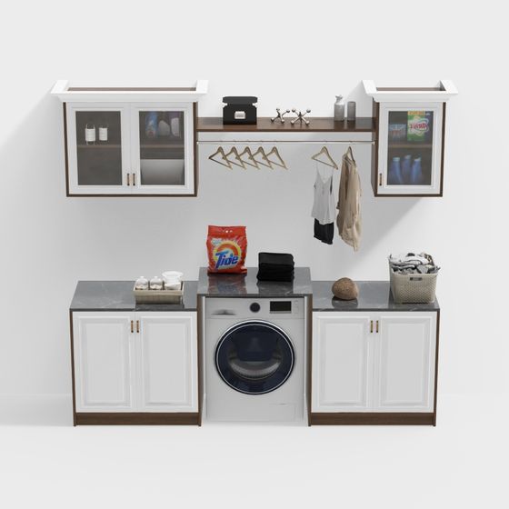 ตู้เครื่องซักผ้าแบบทันสมัยในระเบียง