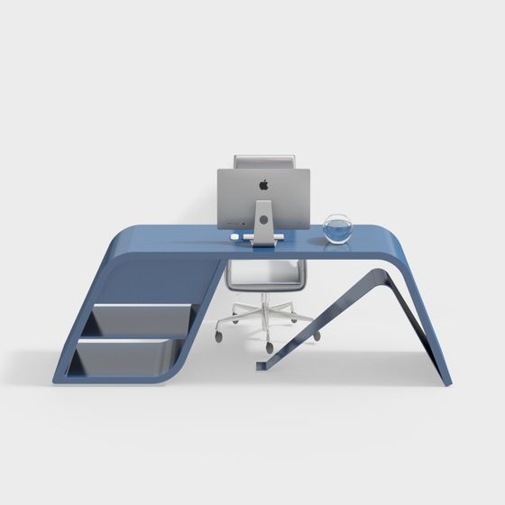 Sleek Low-Poly Office Desk 3D model