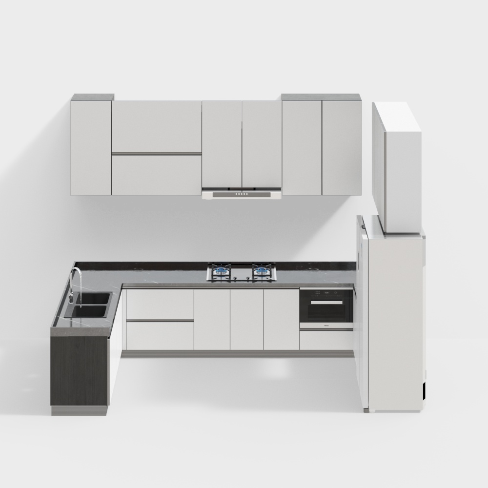 Modern Minimalist U-Shaped Cabinet