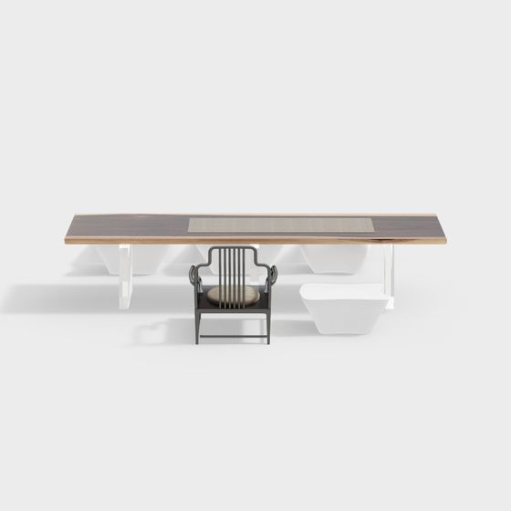 Urban Elegance Desk and Chair Set 3D model
