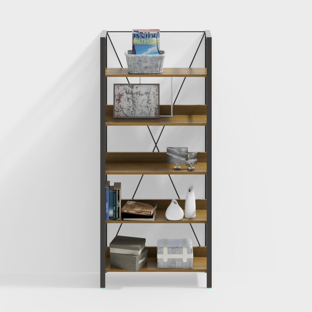 Scaffale in legno in stile industriale moderno