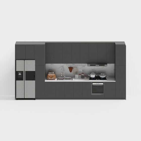Stylish Modern Kitchen 3D model Design