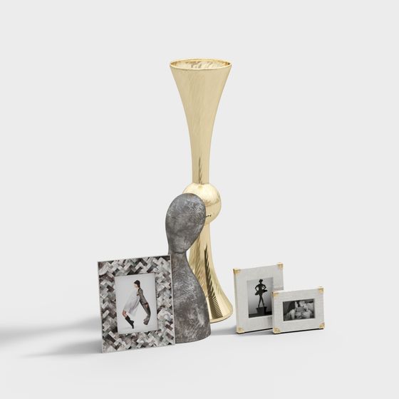 Chic Golden and Gray Vase 3D model for Creative Works