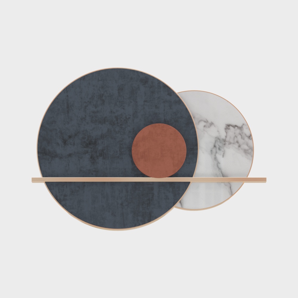 Round Harmony 3D Model – Blue Marble with Copper Accents