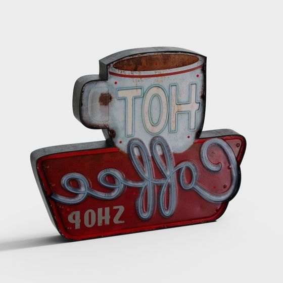 Hot Coffee Shop 3D model with Vintage Modern Design