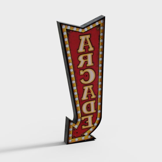 Retro Arcade Sign 3D model for Creative Projects