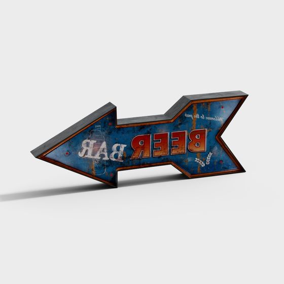Beer Bar Arrow Sign 3D Model