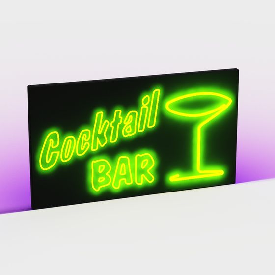 Cocktail Bar Neon Sign 3D model