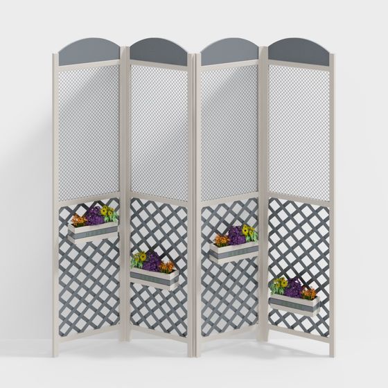 Elegant Low-Poly Garden Partition Screen 3D model