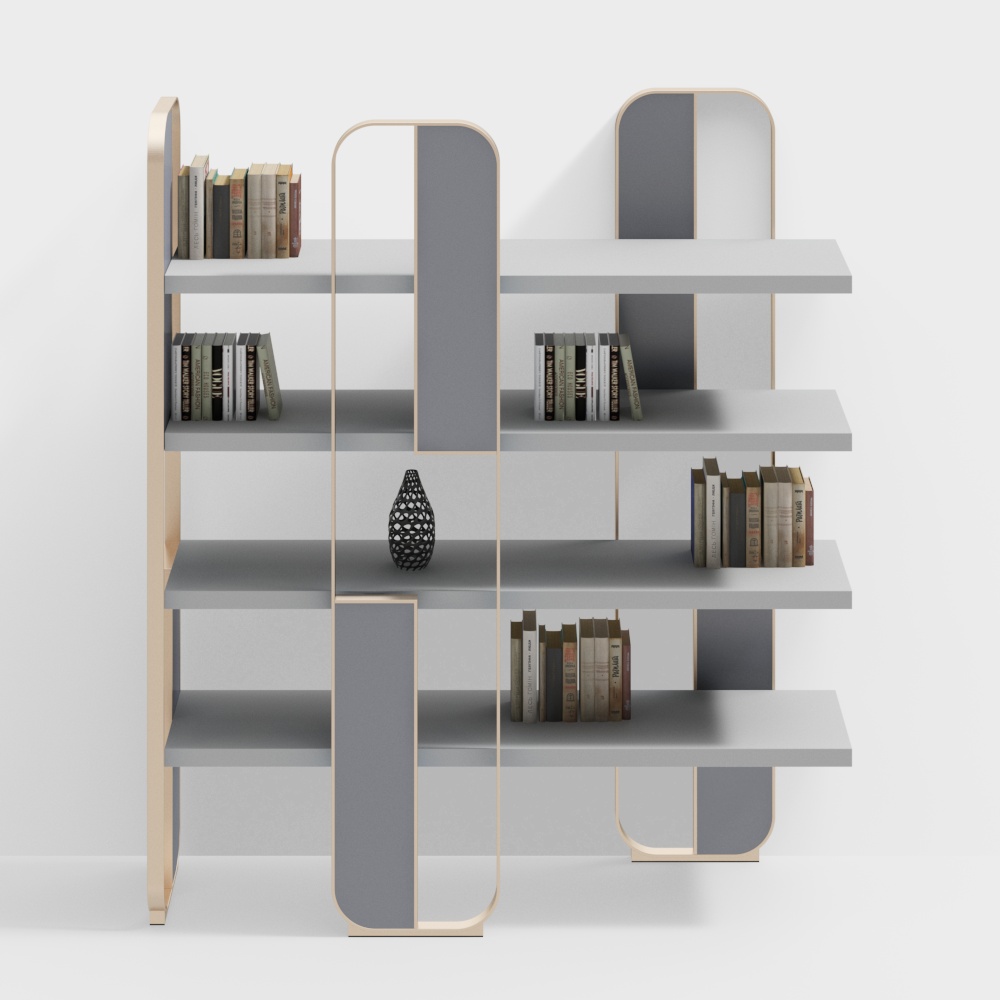 Stylish 3D Bookshelf Model – Modern Wooden Frame