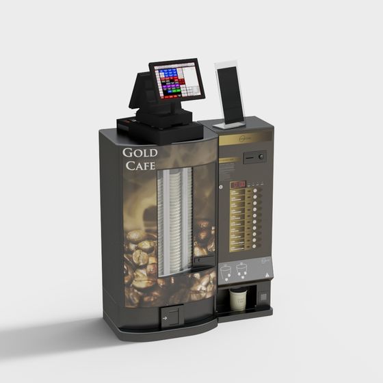 Gold Cafe Coffee Machine 3D model for Creative Projects