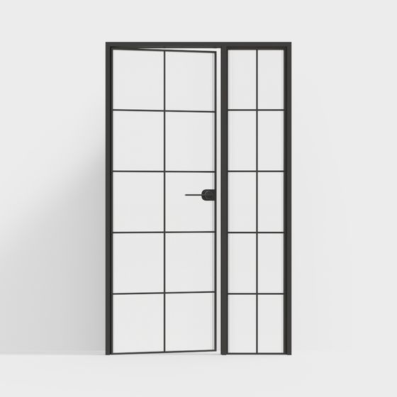 Industrial Glass Door 3D model for Modern Spaces