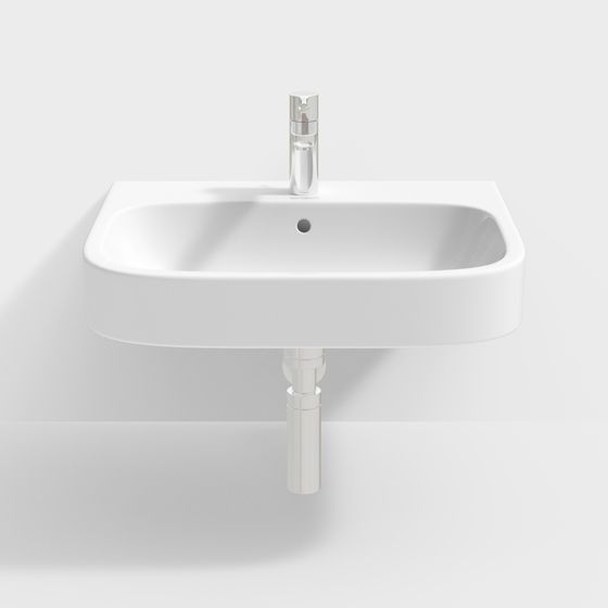 Elegant Low-Poly 3D Model of Modern Wash Basin