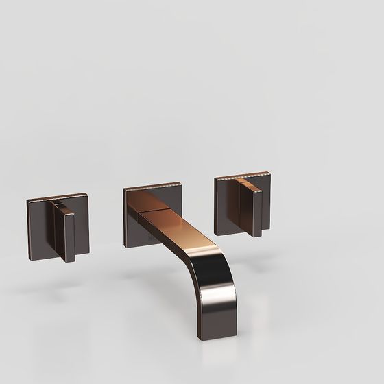 Luxurious Modern Wall Mounted Faucet 3D Model in Golden Finish