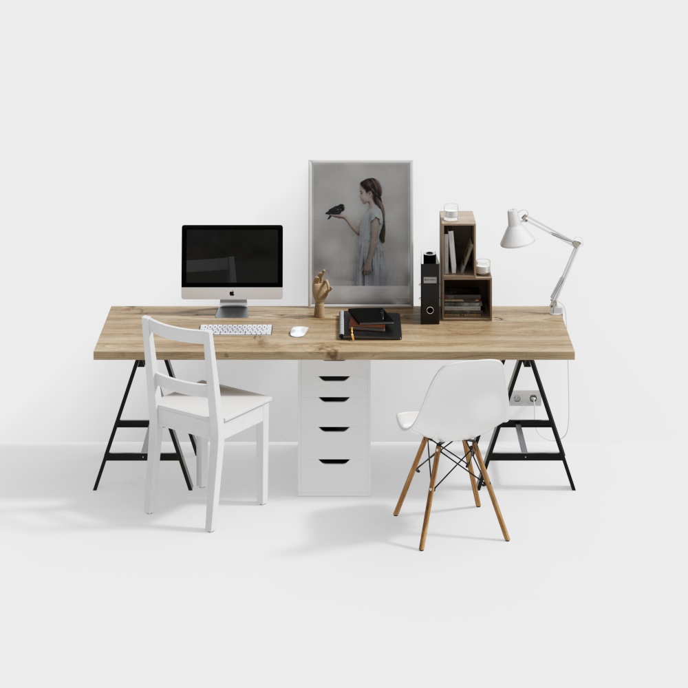 Set Scrivania e Sedia per Studio in Stile Nordico