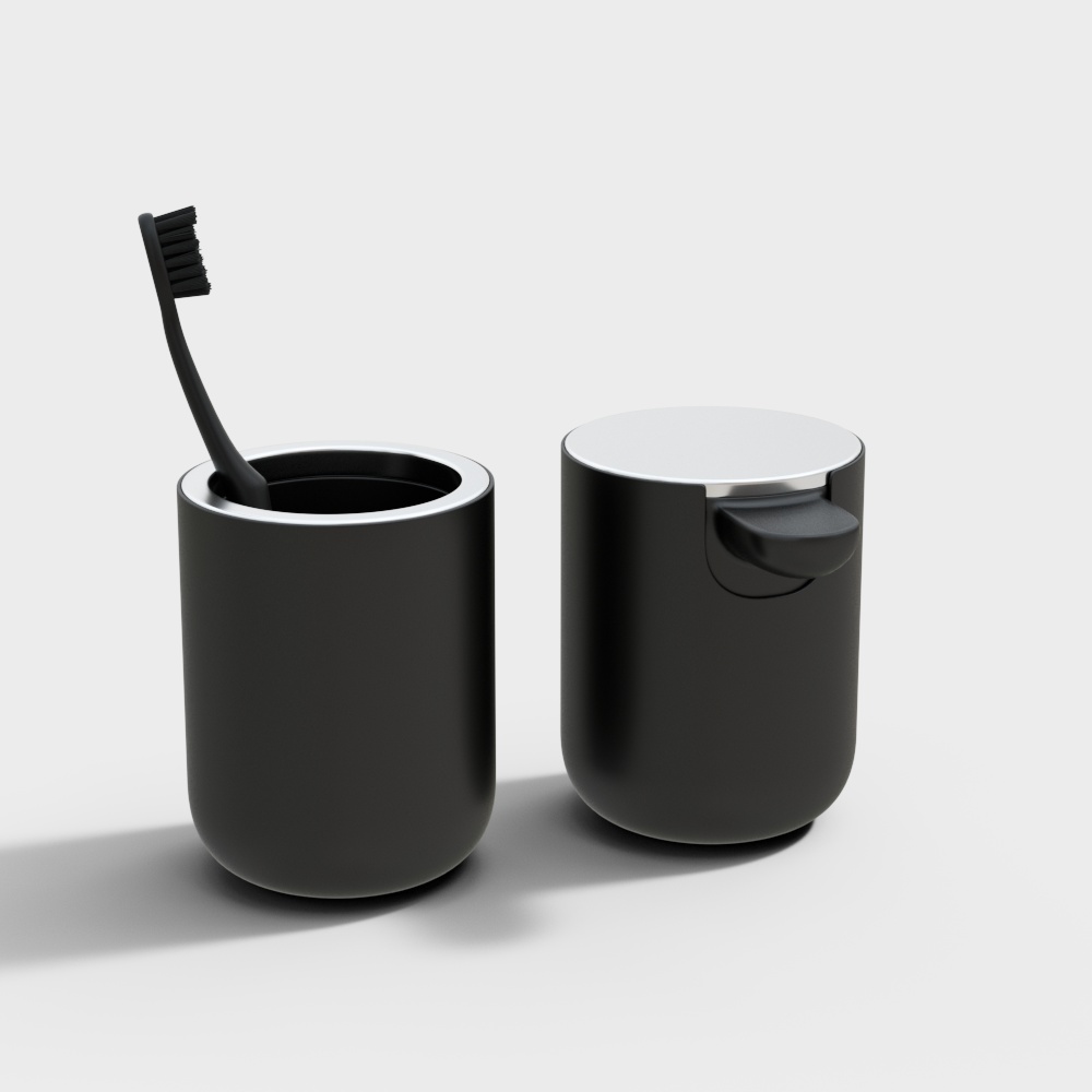 Sleek Low-Poly Toothbrush Holder Set 3D model