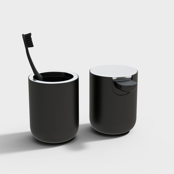 Sleek Low-Poly Toothbrush Holder Set 3D model