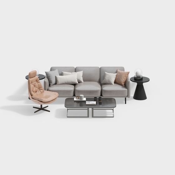 Stylish 3D Sofa Set Model for Modern Interiors
