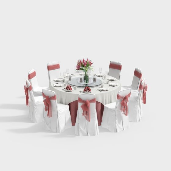 Stylish Round Dining Table 3D model for Elegant Dining