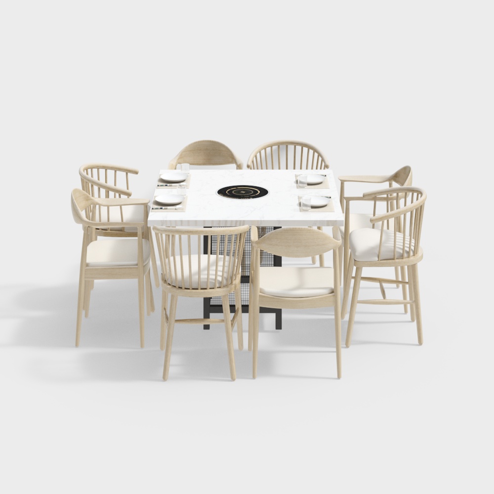 Современный набор столового стола и стульев из массива