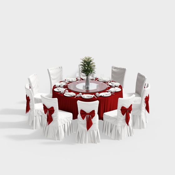 Elegant Round Dining Table 3D model