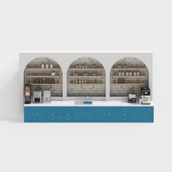 Chic Coffee Bar Counter 3D model