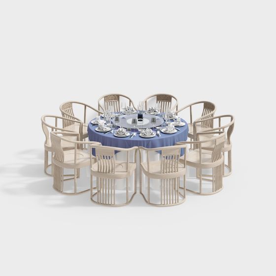 Sophisticated Round Dining Table 3D model for Modern Spaces