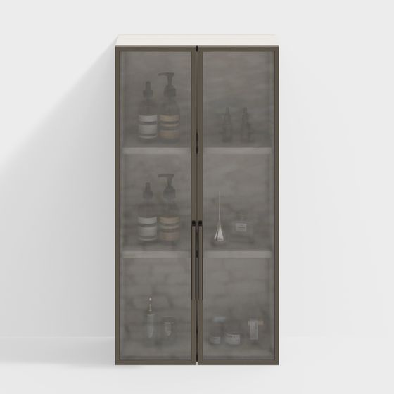 Elegant Glass Display Cabinet 3D model for Contemporary Interiors