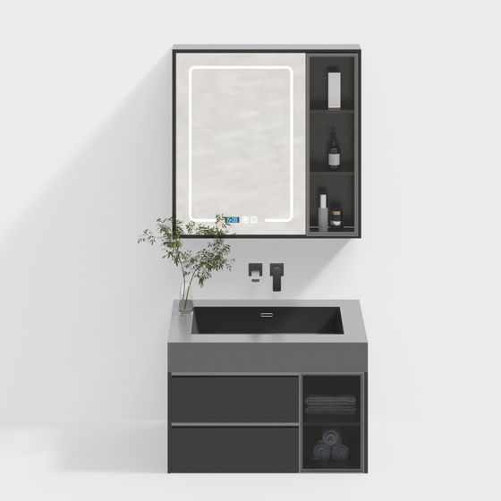 Modern Low-Poly Bathroom Cabinet 3D model