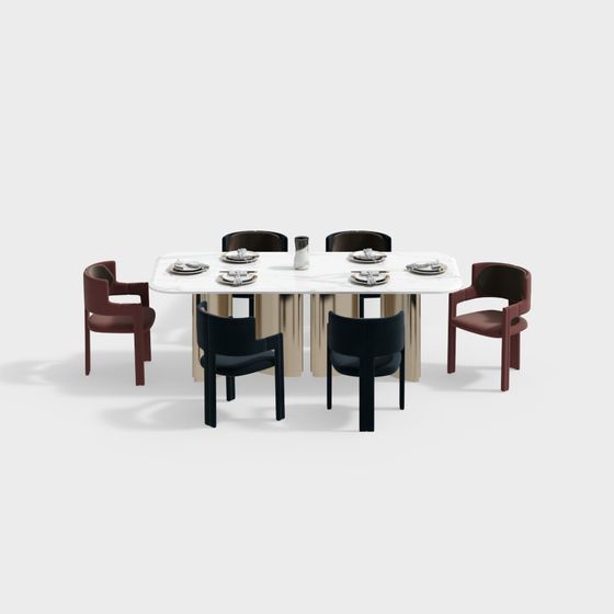 Elegance Dining Set 3D model for Modern Spaces