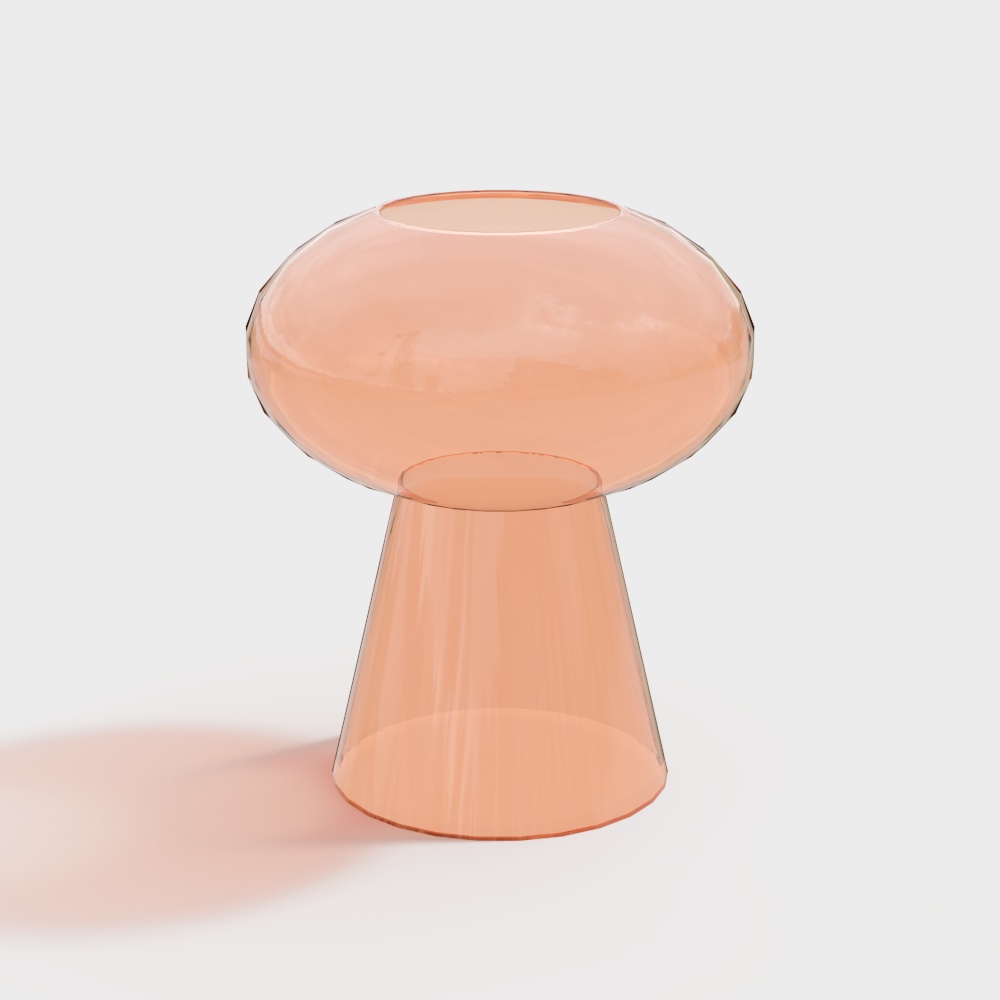 Transparent Mushroom Lamp 3D Model – Pink Translucent Design