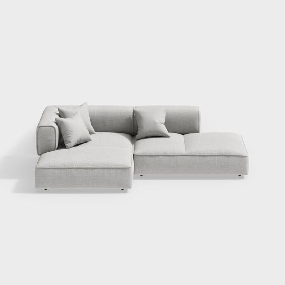 Low Polygon Gray Sofa 3D model