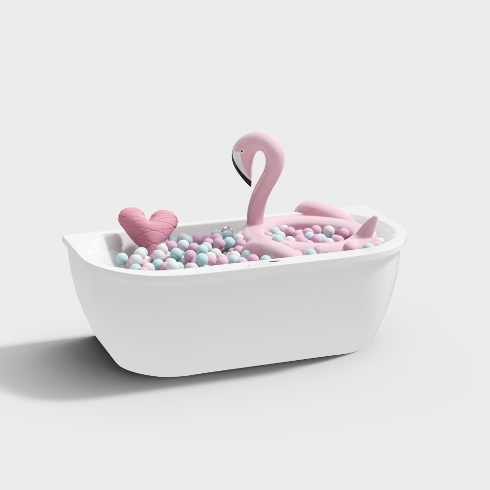Charming Flamingo Bath 3D Model – Playful Interior Accent