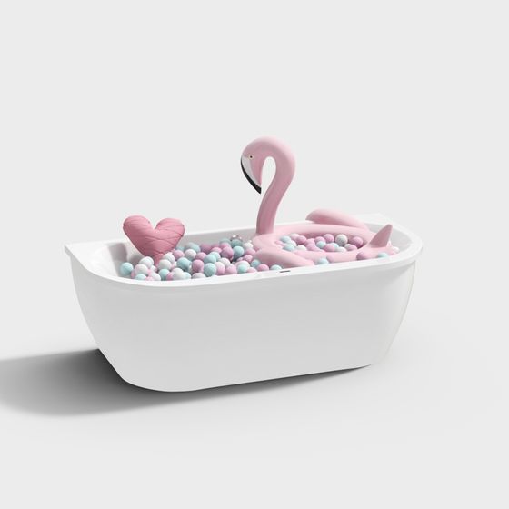Charming Flamingo Bath 3D model