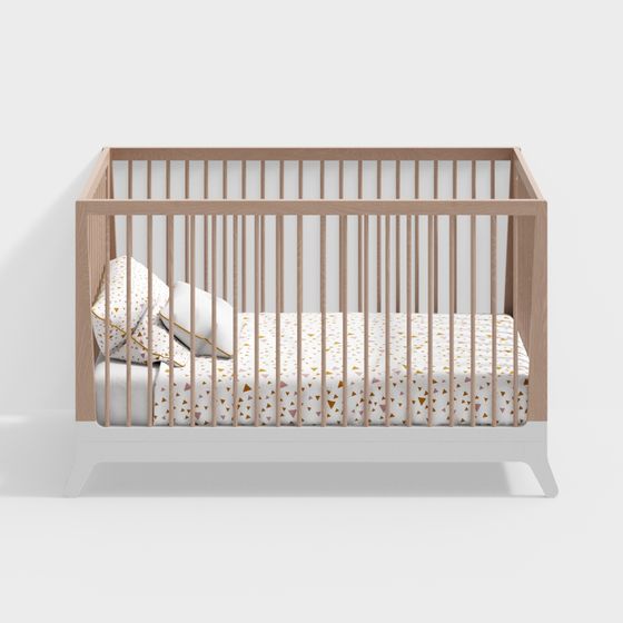 Elegant Low Poly Baby Crib 3D model