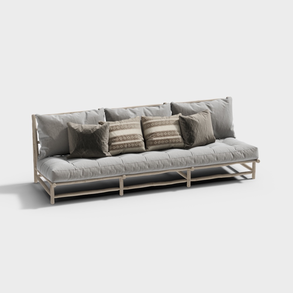 Canapé trois personnes sans accoudoir en tissu d'extérieur