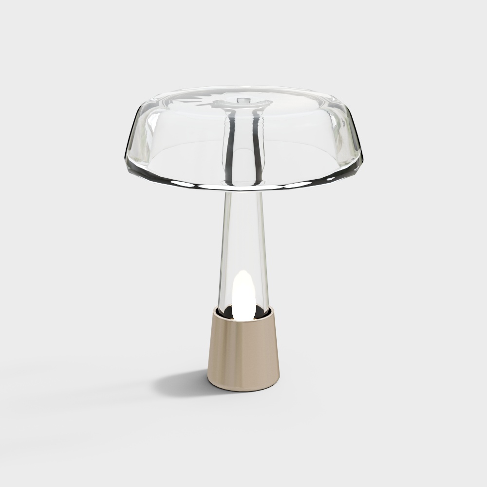 Elegant Mushroom-Inspired 3D Lamp – Glass & Metal Design