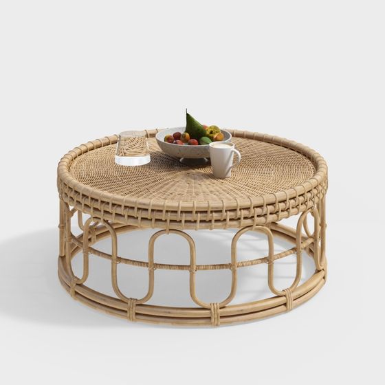 Elegant Woven Round Table 3D model
