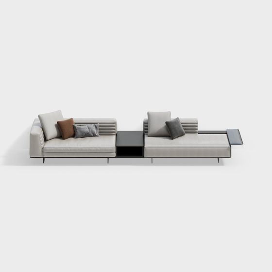 Stylish Low-Polygon Sofa 3D model for Modern Interiors