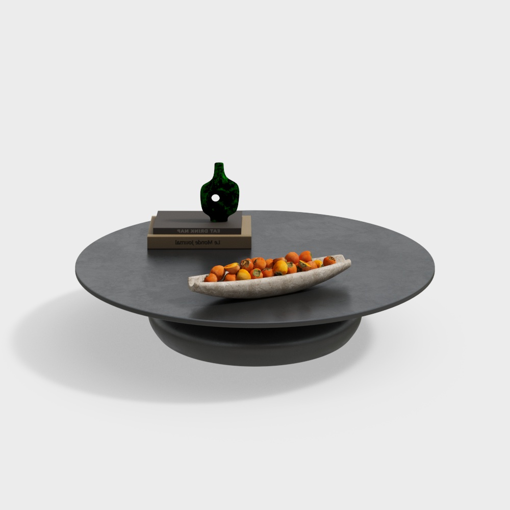 Table d'appoint ronde noire pour salon