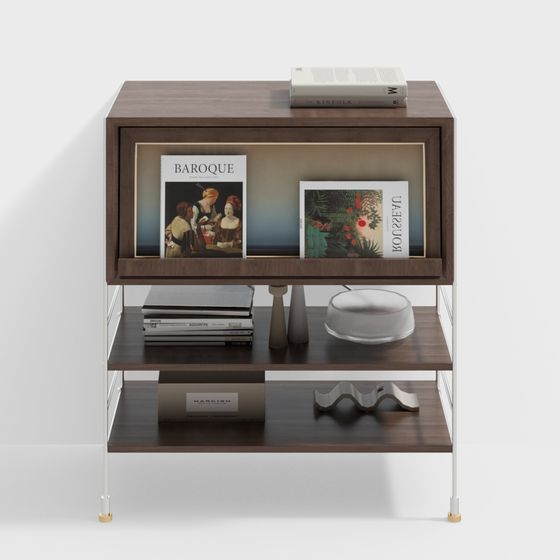 Elegant Low-Poly Bookshelf 3D model