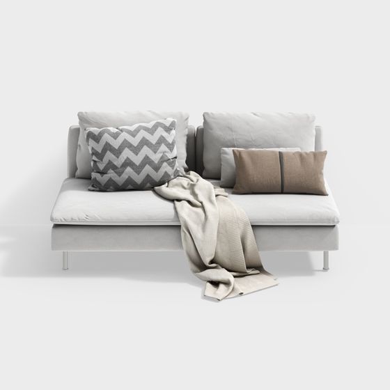Minimalist Grey Sofa 3D model for Interior Design