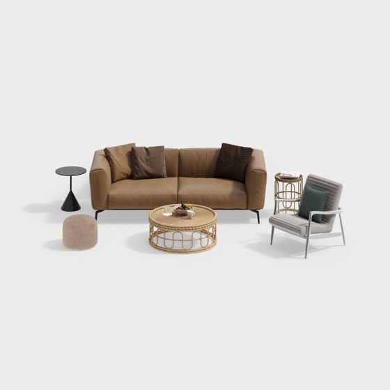 Cozy Modern 3D Furniture Set for Home Interiors