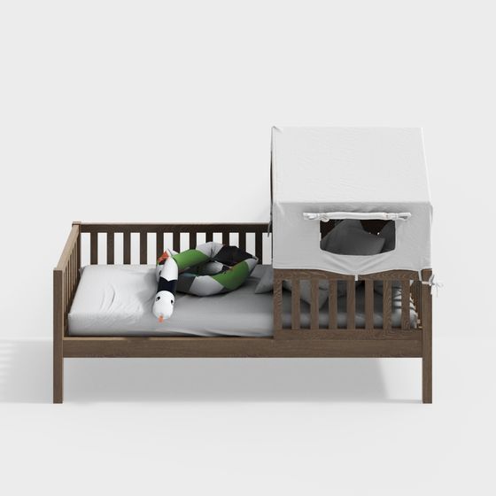 Charming Low-Poly Children's Bed 3D model
