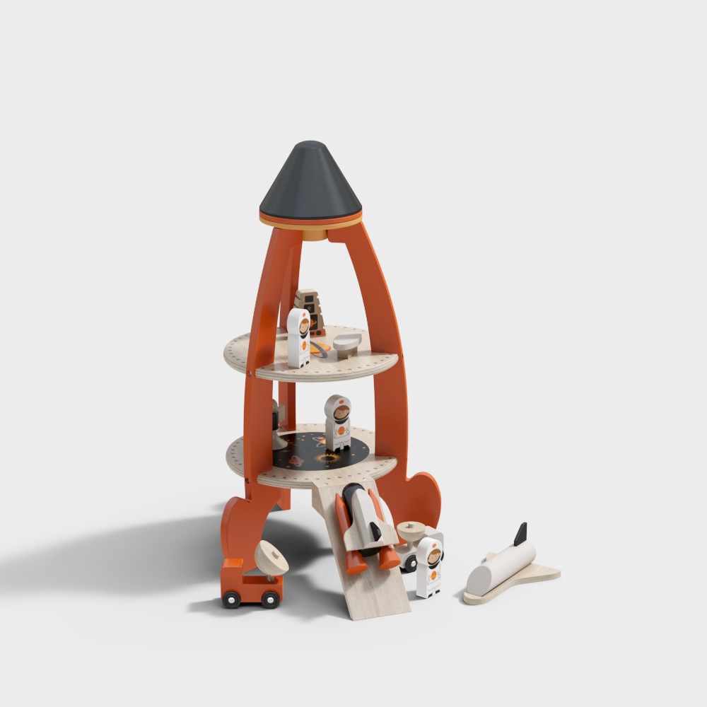 Launchpad Playset 3D Model – Colorful Rocket Kit