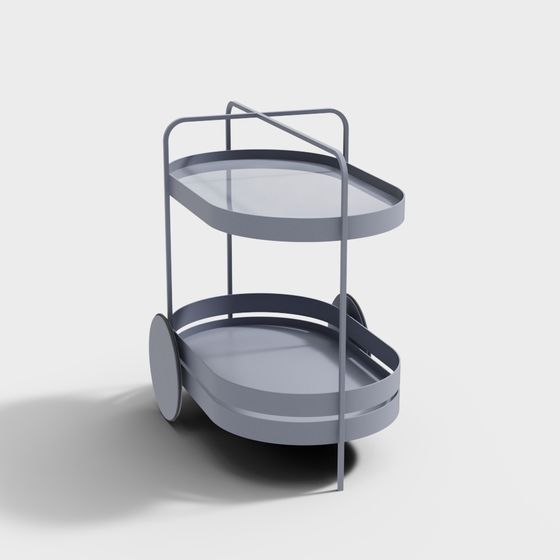 Stylish Two-Tier Metal Cart 3D Model